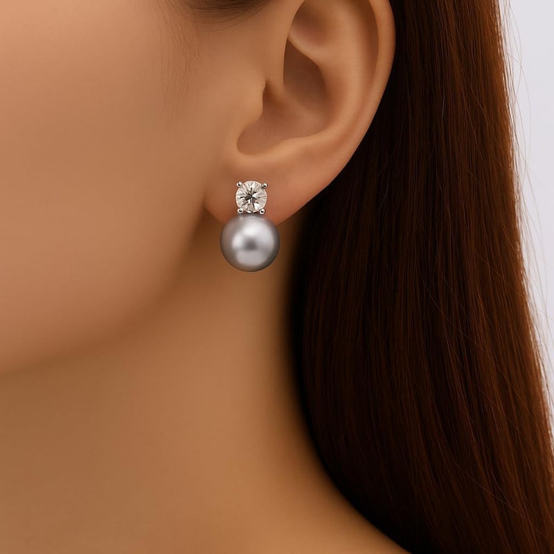 ZENCHEER Pearl Clip on Earrings for Women - 14K Gold Silver Plated Cubic Zirconia Non Pierced Ear Clips Jewelry Gifts for Wedding Bridal Party Gifts - Image 4